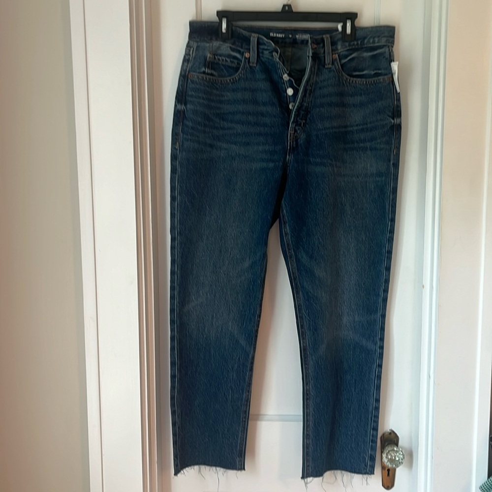 NWT old navy sz 12 extra high rise sky high straight leg jeans